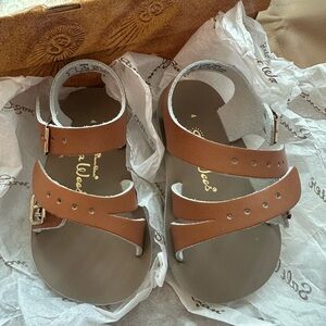 Salt Water Sandals by Hoy Brown Leather Strappy Toddler Sandals